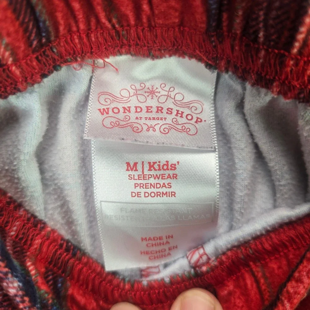 Wondershop Pajama Pants Kids M Red Plaid Fleece Sleepwear Holiday Cozy Bottoms